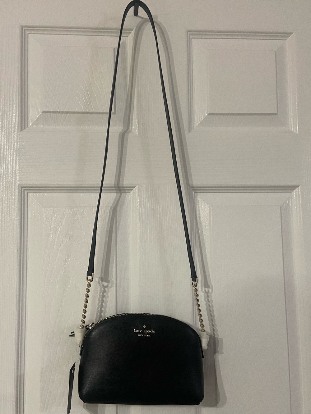 KATE SPADE- black dome crossbody with gold chain strap